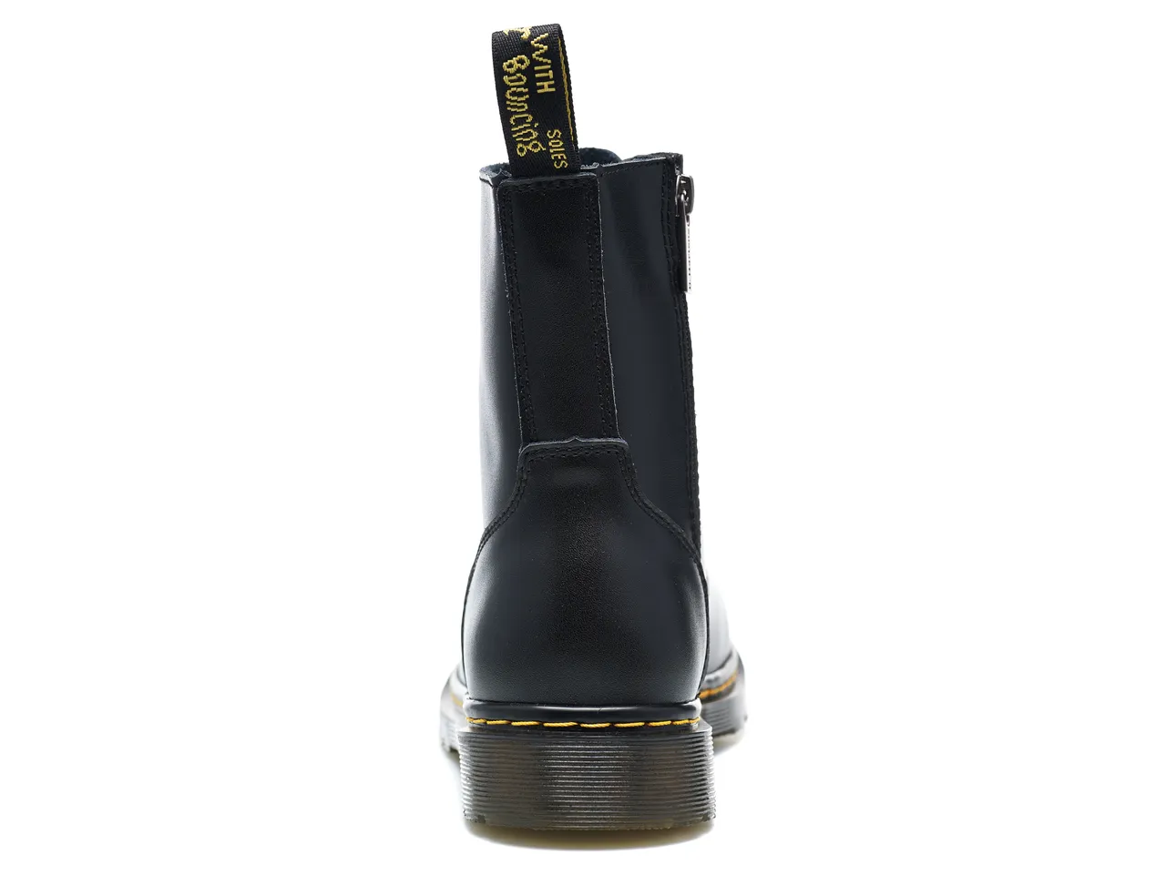 Dr. Martens 1460 Botas de couro preto macio com costuras amarelas estilo Martin 5