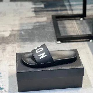 Dsquared2 Black White Molded Rubber Sole Minimalist Monochrome Slippers