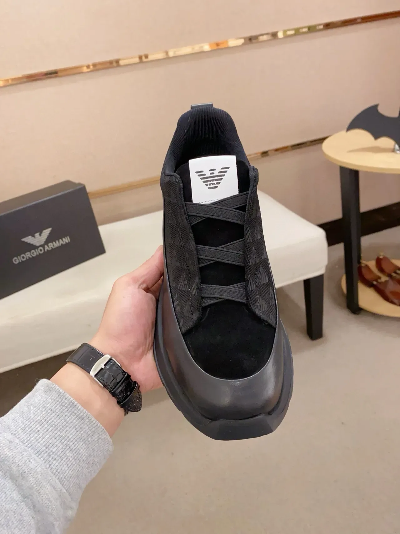 Emporio Armani أحذية رياضية سوداء أحادية اللون نمط حياة slip-on 3