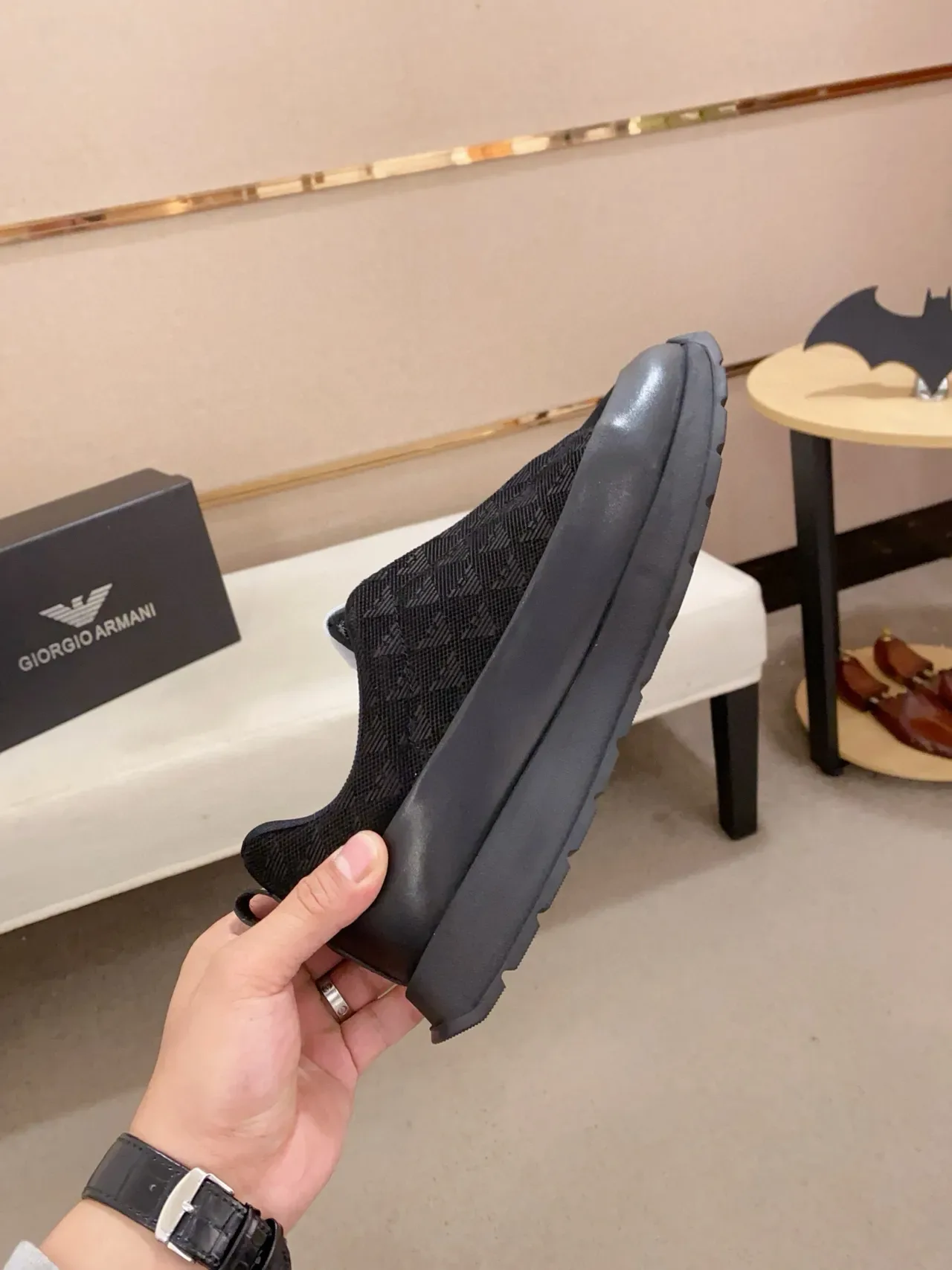 Emporio Armani أحذية رياضية سوداء أحادية اللون نمط حياة slip-on 6