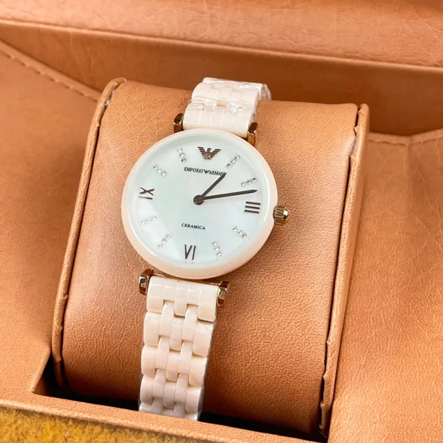 Emporio Armani Ceramica Pale Pink Ceramic Quartz Watch 3