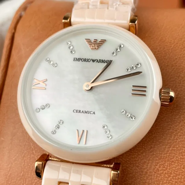 Emporio Armani Ceramica Pale Pink Ceramic Quartz Watch 6