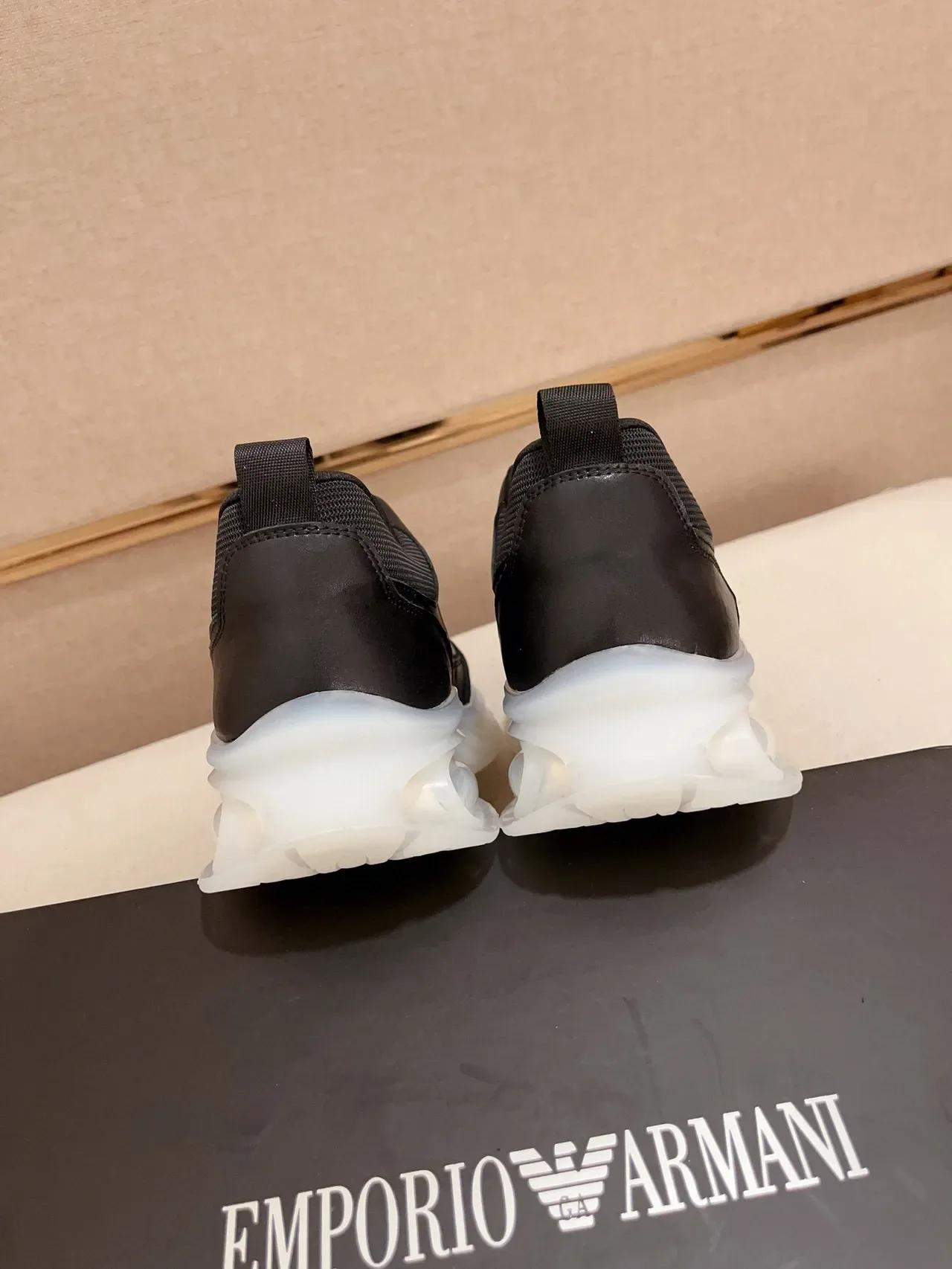 Emporio Armani EA7 Black Leather-Mesh Lifestyle Sneakers 8