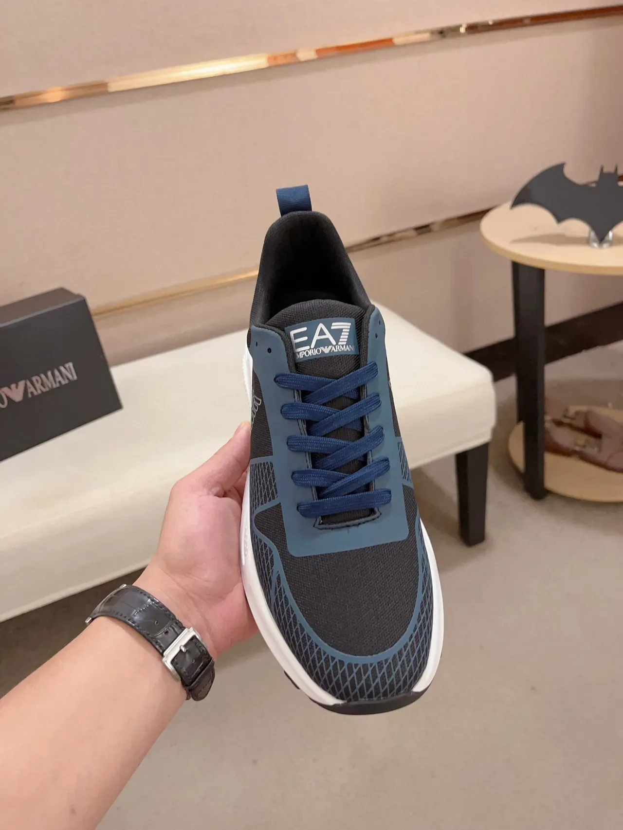 Emporio Armani EA7 Mesh and Blue Accent Lifestyle Sneakers 2