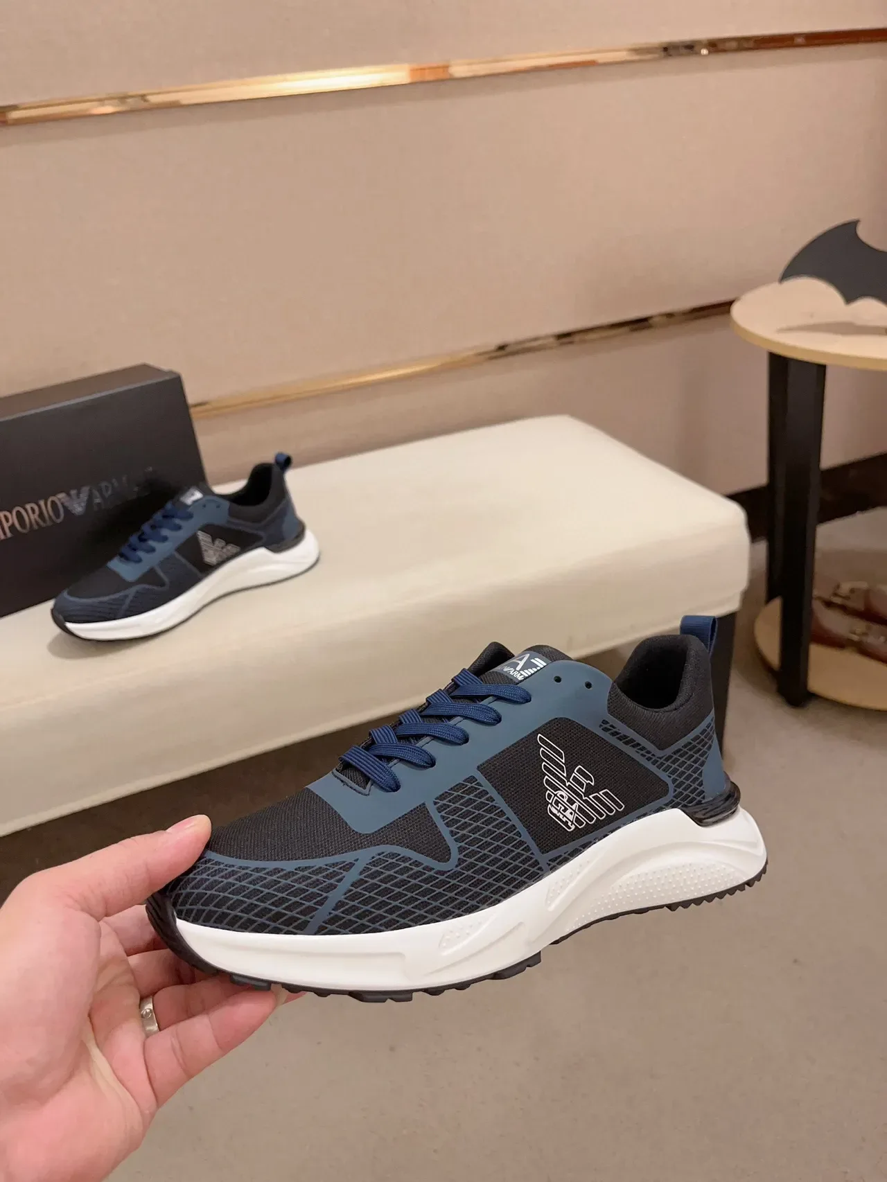 Emporio Armani EA7 Mesh and Blue Accent Lifestyle Sneakers 3