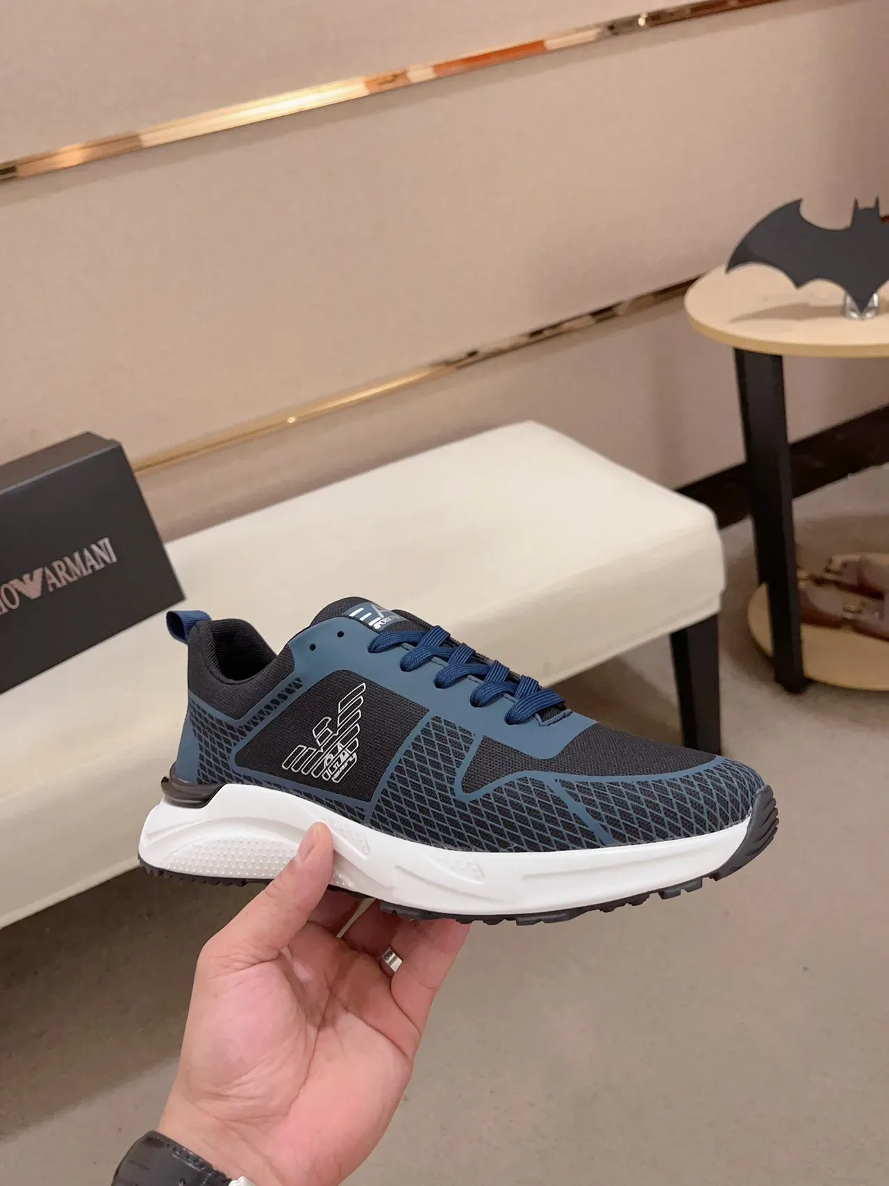 Emporio Armani EA7 Mesh and Blue Accent Lifestyle Sneakers 4