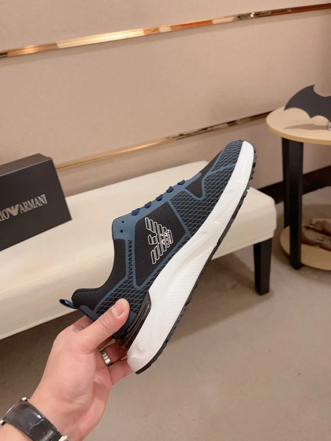 Emporio Armani EA7 Mesh and Blue Accent Lifestyle Sneakers 5