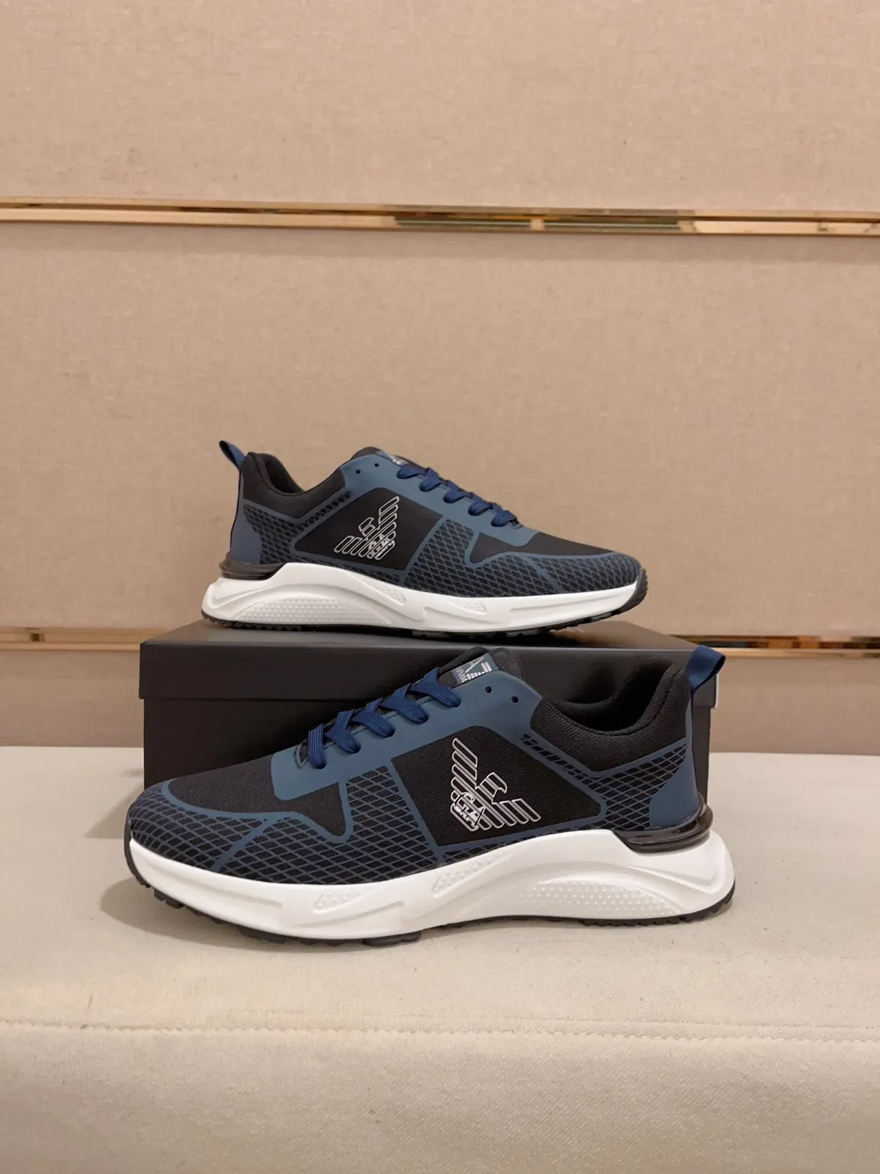 Emporio Armani EA7 Mesh and Blue Accent Lifestyle Sneakers 7