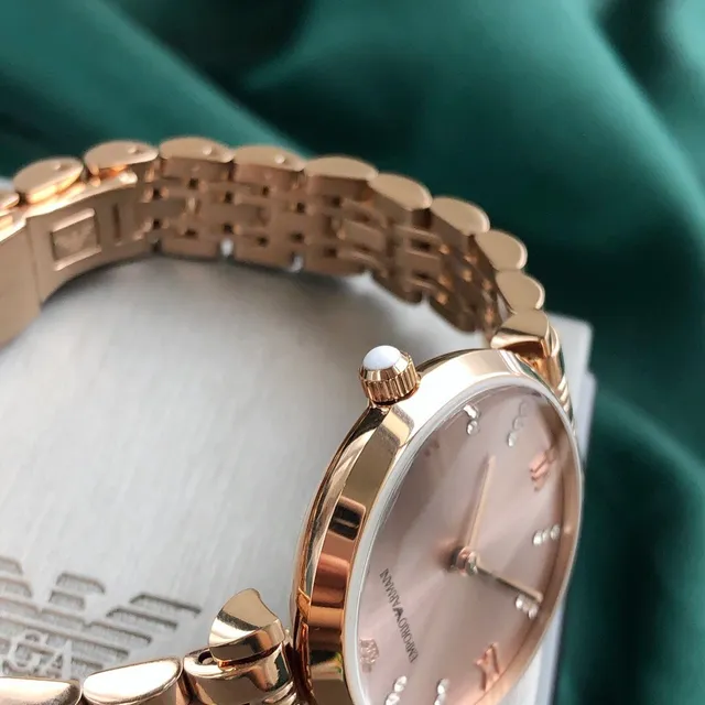 Emporio Armani Gold Pink Rose Metal Sunray Dial Quartz Watch 3
