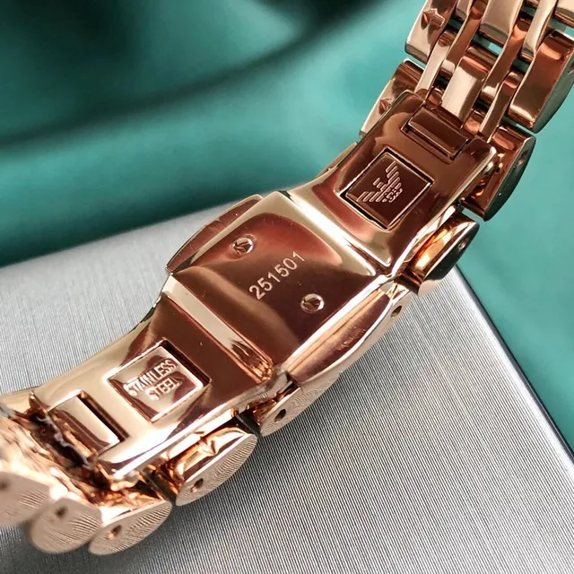 Emporio Armani Gold Pink Rose Metal Sunray Dial Quartz Watch 4