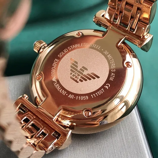 Emporio Armani Gold Pink Rose Metal Sunray Dial Quartz Watch 5