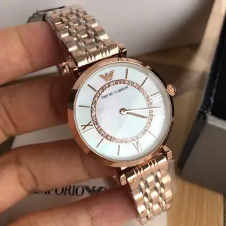 Emporio Armani Gold White Rose Stainless Steel Mother-of-Pearl Dial Quartz Watch
