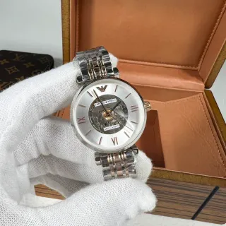 Emporio Armani Meccanico Skeleton Dial Silver Mechanical Watch
