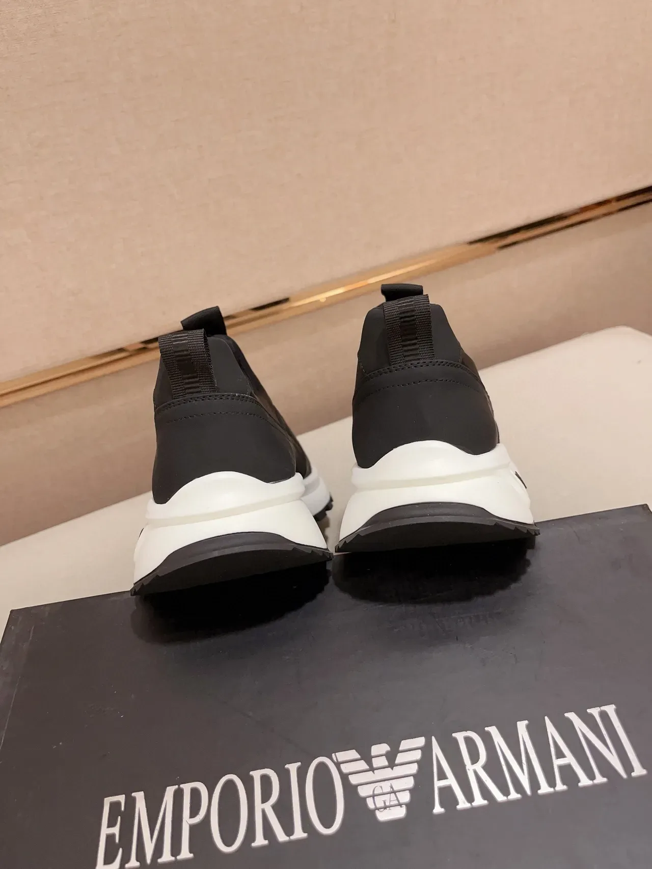 Emporio Armani Slip-On Black and White Lifestyle Sneakers 2
