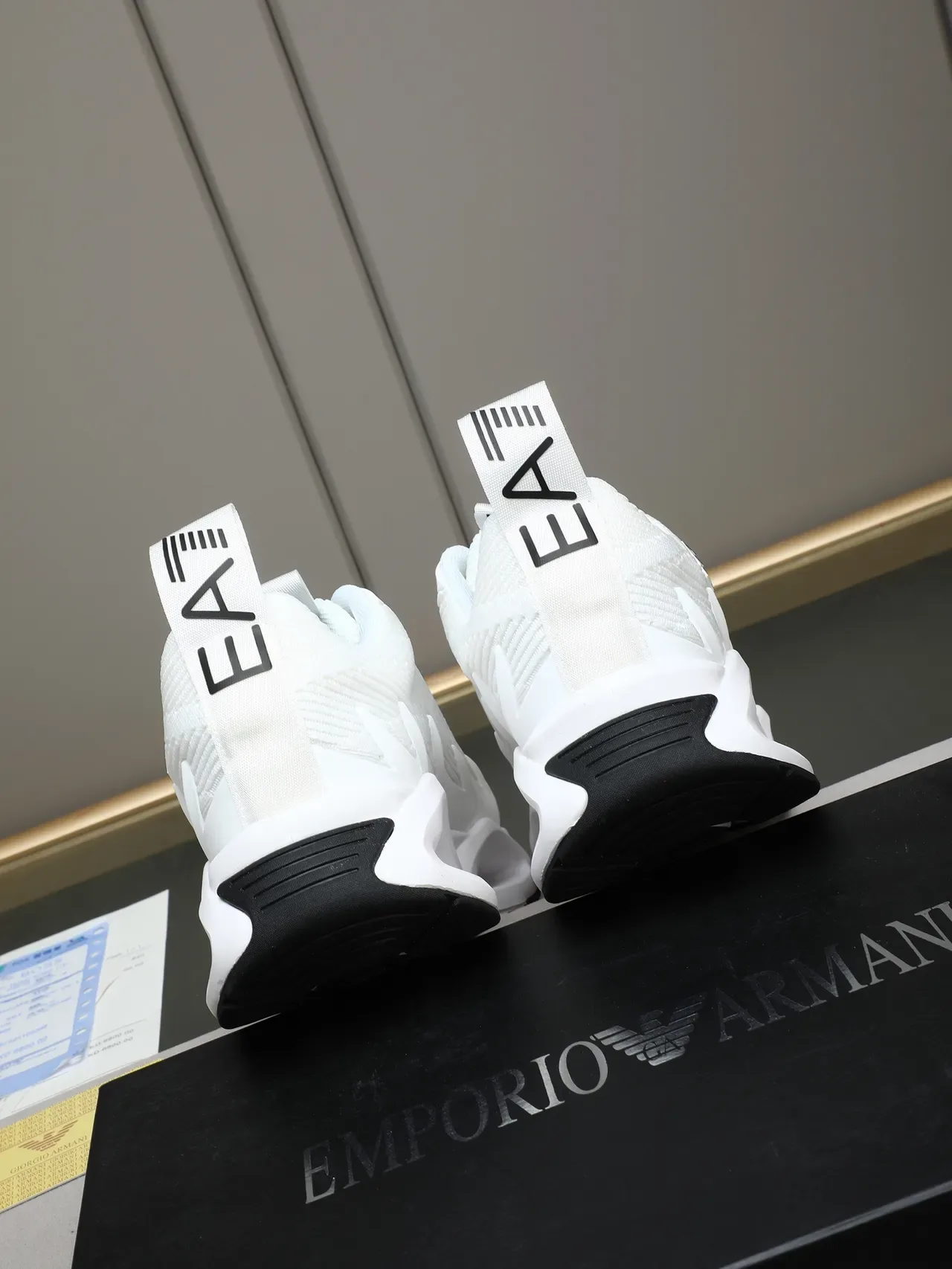 Emporio Armani White Monogram Knit Chunky Sneakers 4