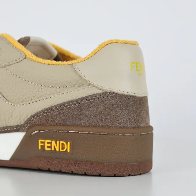 Fendi Beige Marron Couche Et Daim/Cuir Dessus Estampillé FF Motif Mode De Vie Baskets 4