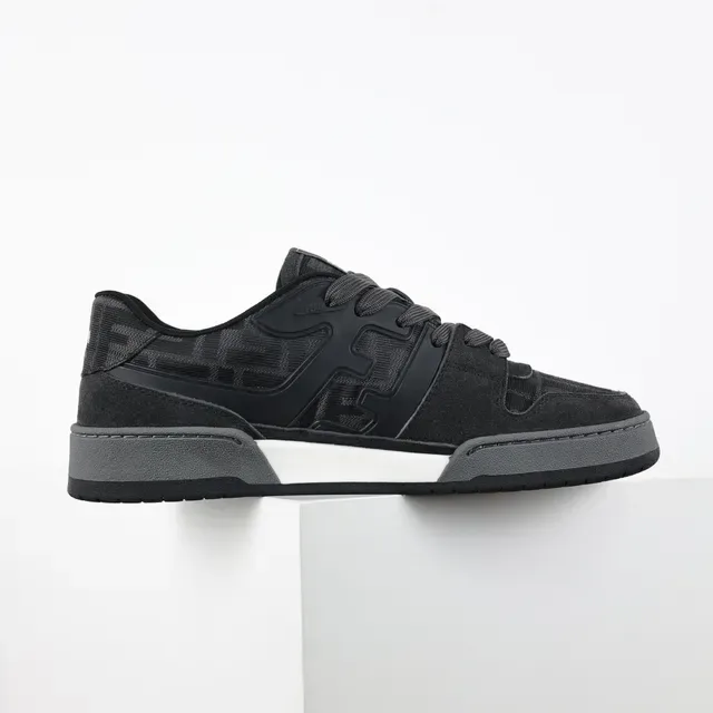 Fendi Noir Gris Moldé FF-Logo Panneau Latéral Daim et Maille Supérieur Sneakers Lifestyle 7