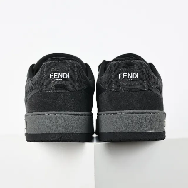 Fendi Noir Gris Moldé FF-Logo Panneau Latéral Daim et Maille Supérieur Sneakers Lifestyle 8