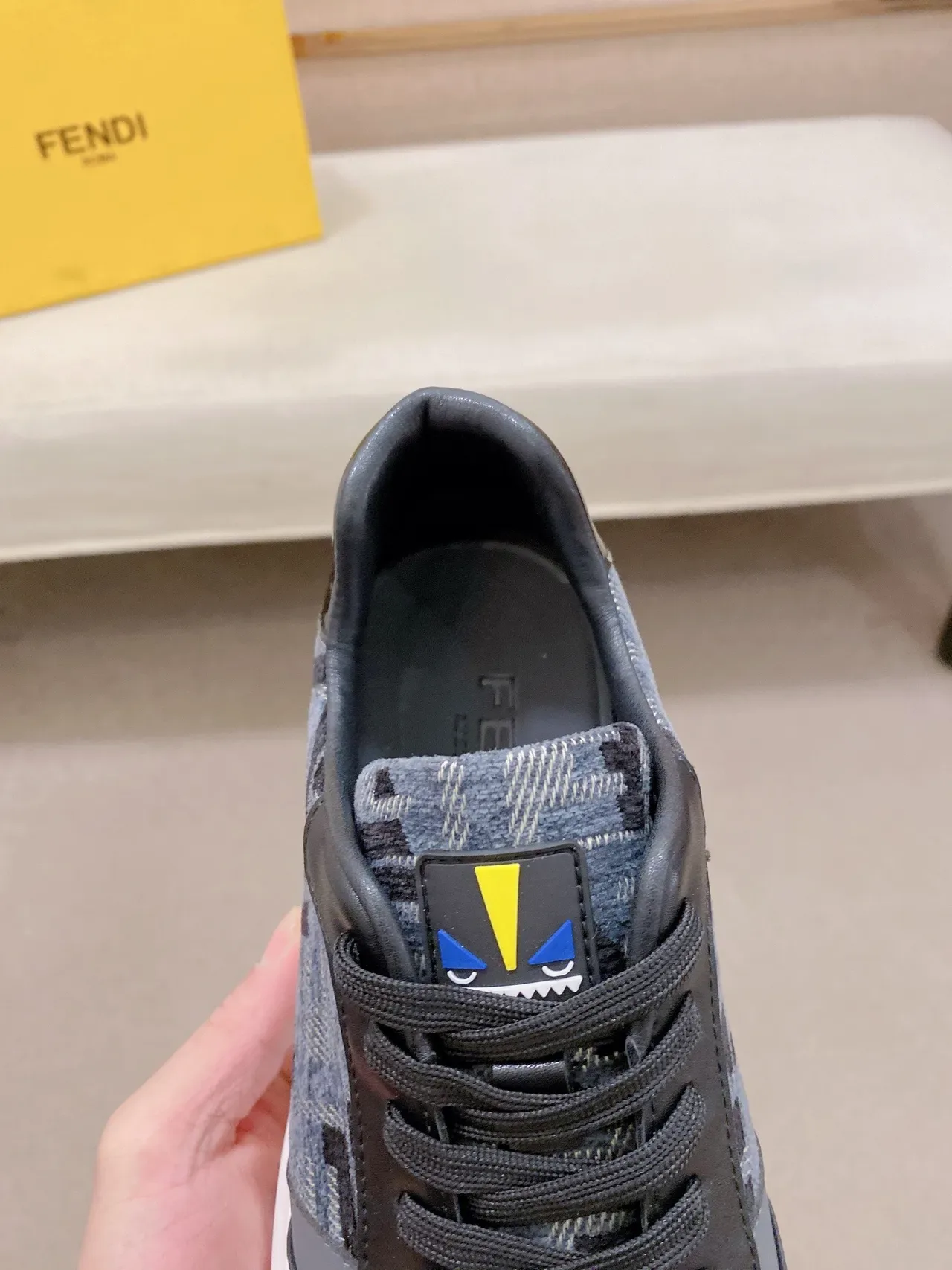 Fendi Noir Blanc FF Monogramme Jacquard Chunky Midsole Lifestyle Sneakers 6
