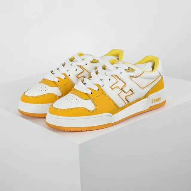Fendi FF Court Chaussures Lifestyle Jaune et Blanc 2