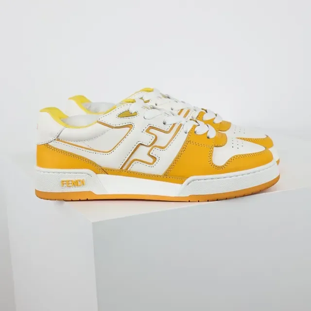 Fendi FF Court Chaussures Lifestyle Jaune et Blanc 3