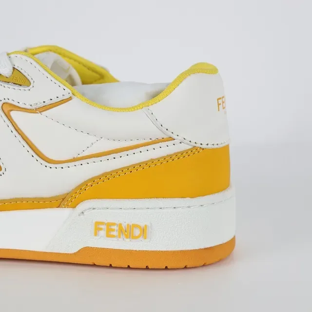Fendi FF Court Chaussures Lifestyle Jaune et Blanc 4