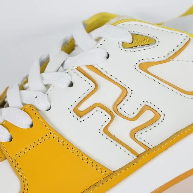 Fendi FF Court Chaussures Lifestyle Jaune et Blanc 6