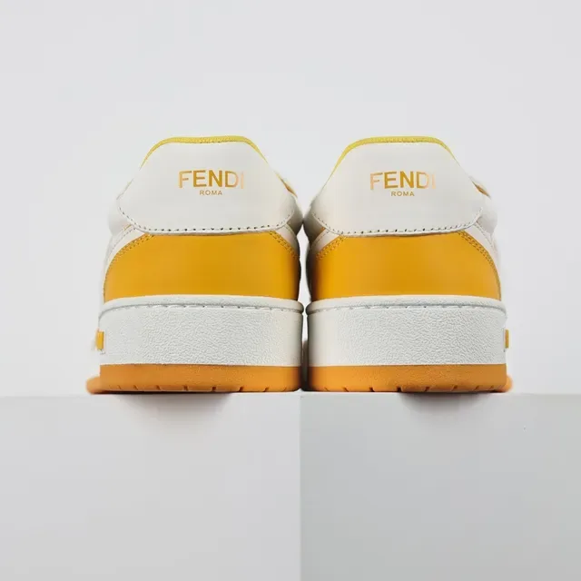 Fendi FF Court Chaussures Lifestyle Jaune et Blanc 8
