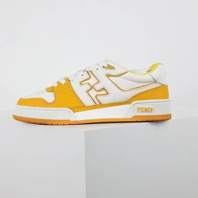 Fendi FF Court Chaussures Lifestyle Jaune et Blanc 9