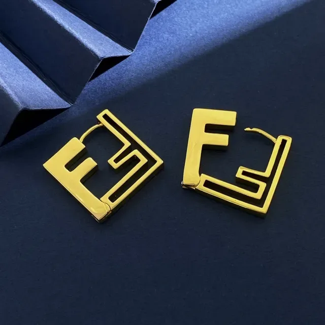 Fendi FF Aros Dourados Interlocking Logo Brincos 5