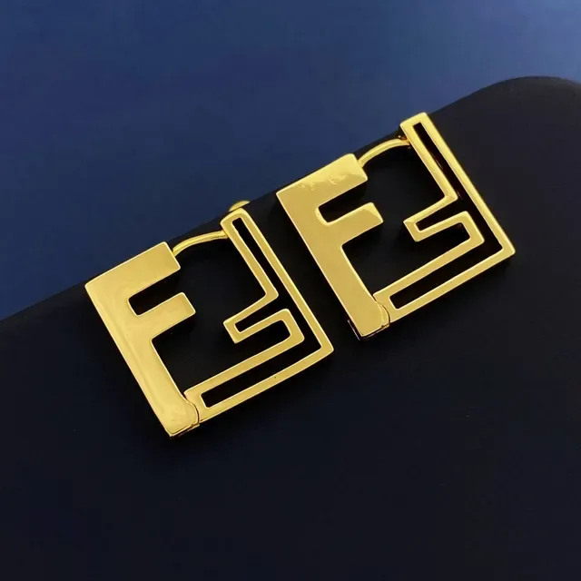 Fendi FF Aros Dourados Interlocking Logo Brincos 6