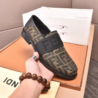 Fendi FF Loafer Brown and Black Zucca Jacquard Slip-On Loafers