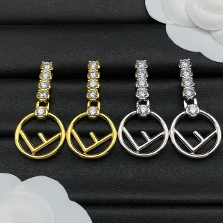 Fendi FF Logo Crystal Drop Earrings