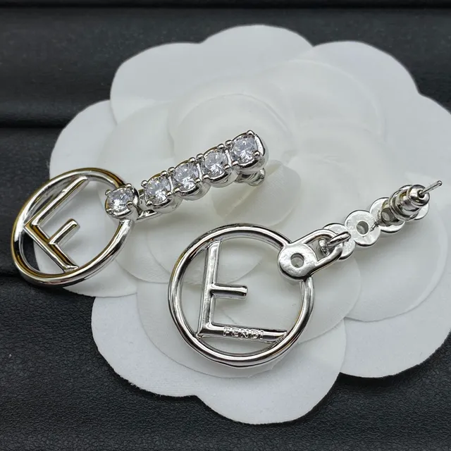 Fendi FF Logo Crystal Drop Earrings 2
