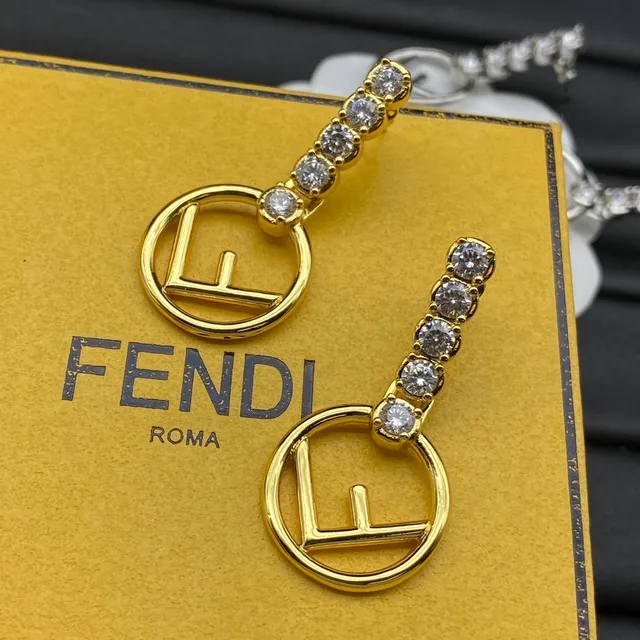 Fendi FF Logo Crystal Drop Earrings 5