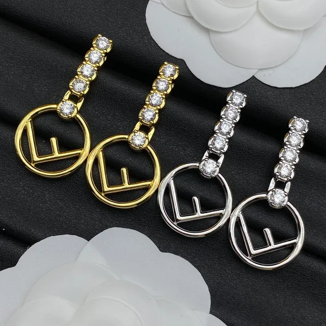 Fendi FF Logo Crystal Drop Earrings 6
