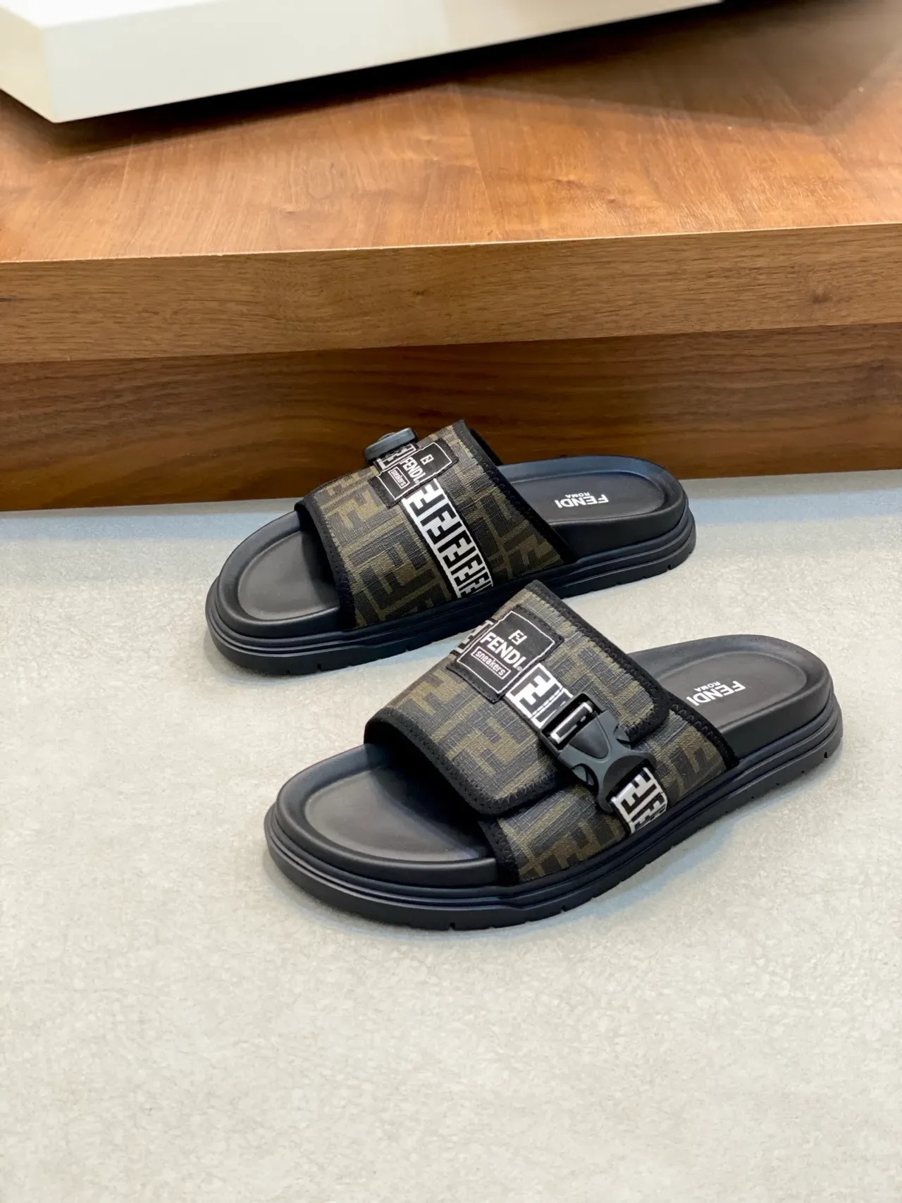 Fendi FF Monogram Slide Slippers 15