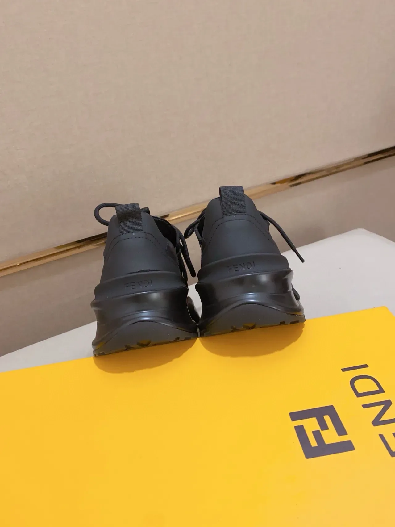 Fendi First Runner Black Yellow Perforated Upper Strap Overlay Chunky Sneakers 3