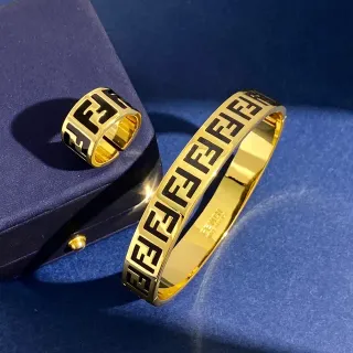 Fendi Gold Black FF Monogram Bracelet