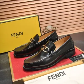 Fendi Horsebit Buckle Loafer Black Gold Glossy Patent Leather Loafer