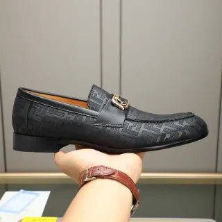 Fendi Horsebit Loafer Black Brown Monogrammed Leather Buckle Loafer