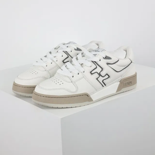 Fendi Lifestyle Sneaker أبيض بيج منخفض القمة بانيل جلد أسلوب الحياة 2