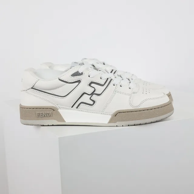 Fendi Lifestyle Sneaker أبيض بيج منخفض القمة بانيل جلد أسلوب الحياة 3