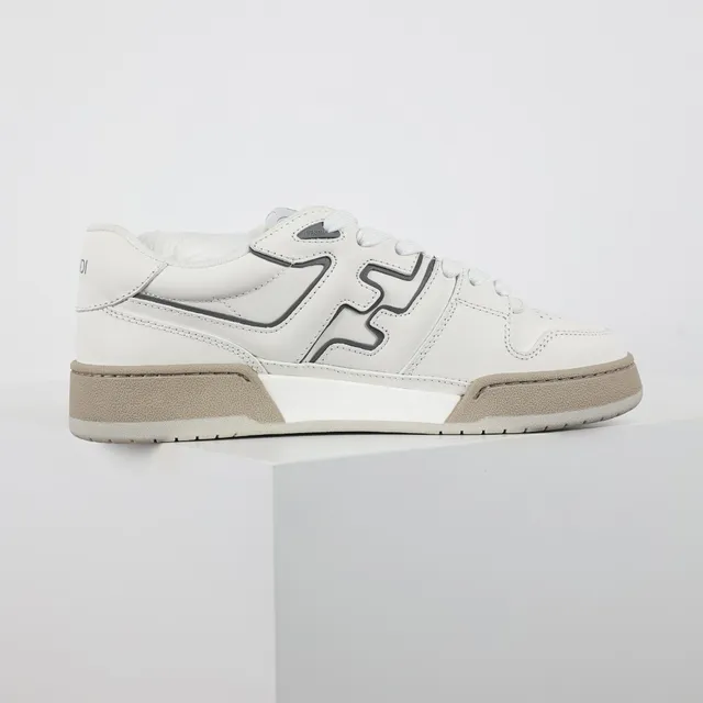 Fendi Lifestyle Sneaker أبيض بيج منخفض القمة بانيل جلد أسلوب الحياة 7