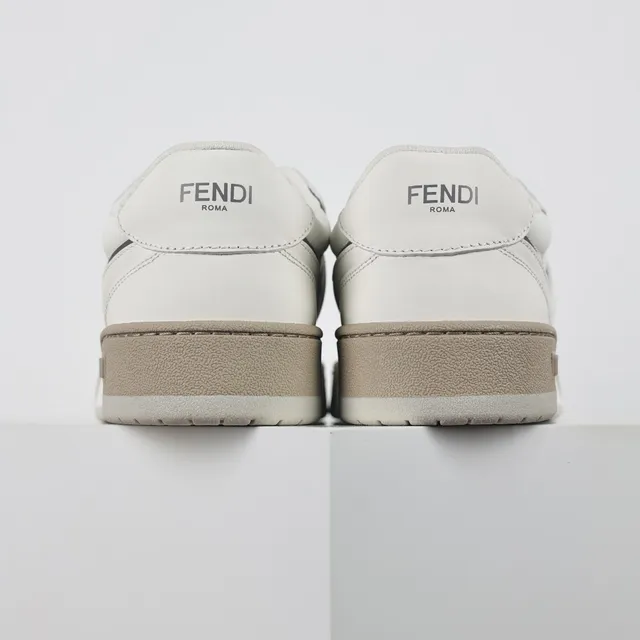 Fendi Lifestyle Sneaker أبيض بيج منخفض القمة بانيل جلد أسلوب الحياة 8