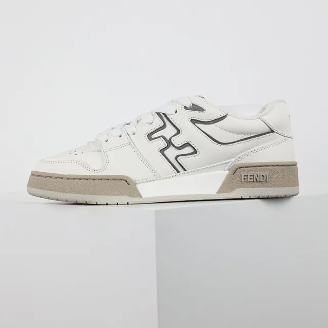 Fendi Lifestyle Sneaker أبيض بيج منخفض القمة بانيل جلد أسلوب الحياة 9
