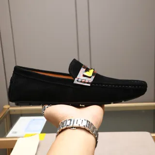 Fendi Loafer Black Multicolor Suede Upper Decorative Buckle Strap Loafer