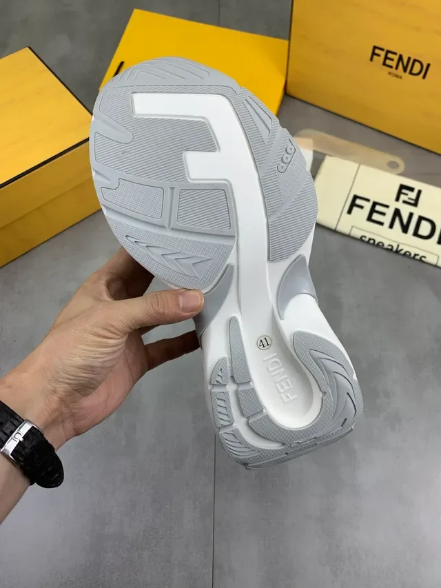 Fendi Runaway সবুজ সাদা লেয়ারড মেশ-সুয়েড উপরের অংশ মোটা রিজড প্ল্যাটফর্ম সোল চংকি স্নিকার 2