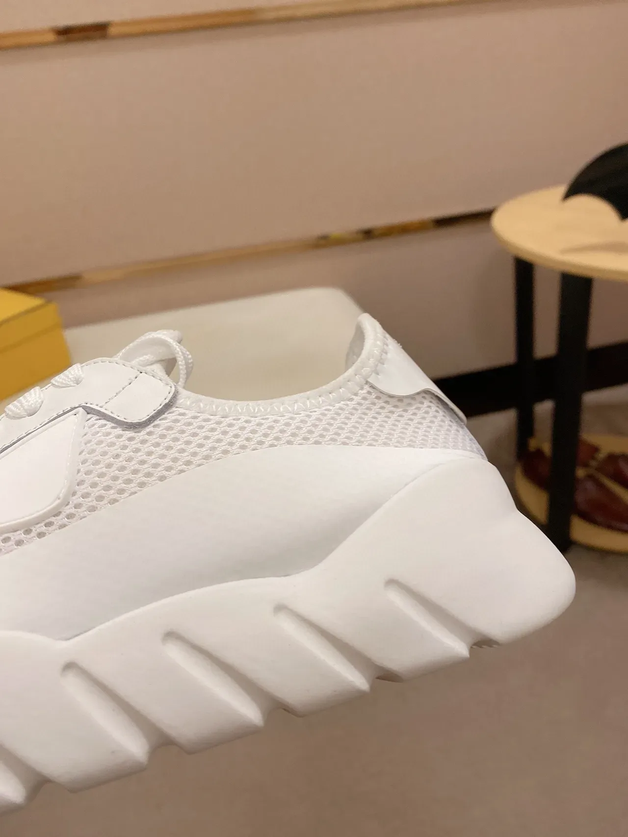All-White Mesh and Synthetic Low-Top Lace-Up Sneakers 5