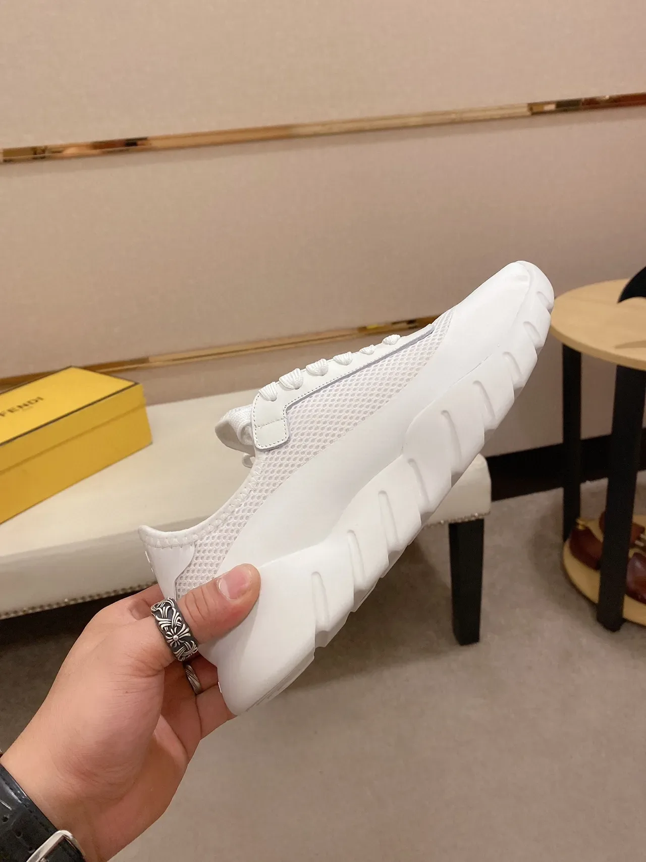 All-White Mesh and Synthetic Low-Top Lace-Up Sneakers 6